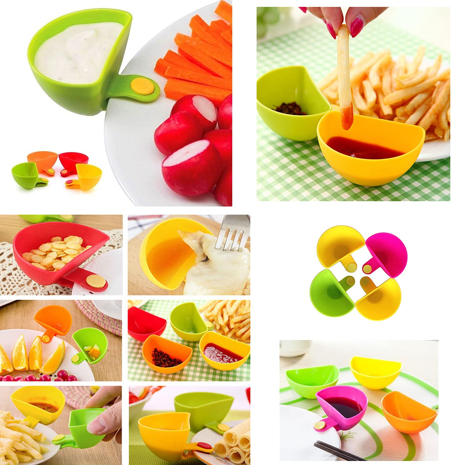 PK4 Sauce Clips -Chutney & Sauce Dipping Pots, Ketchup, Mayo & Chutney, BBQ