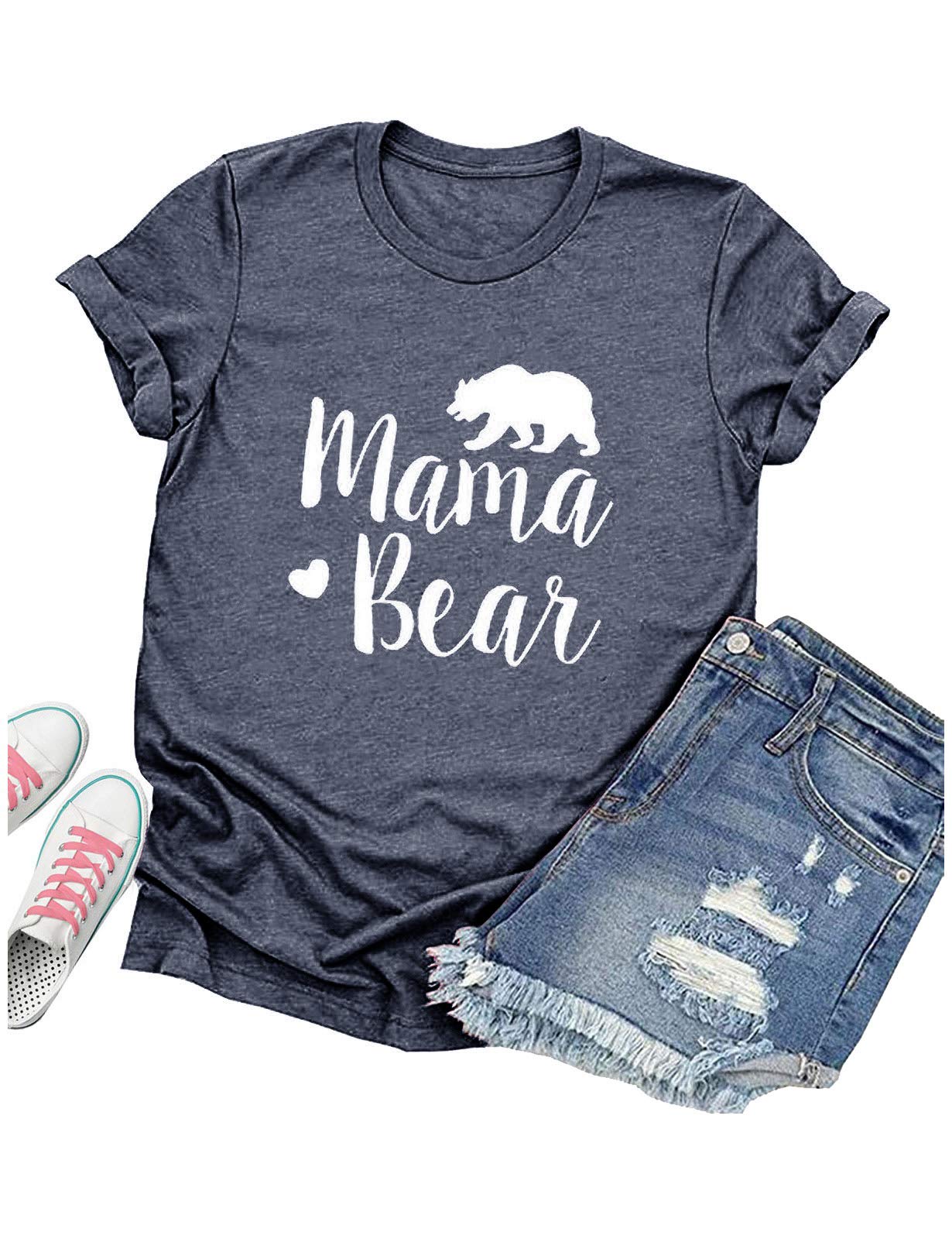 Womens Mama Bear Shirt Casual Long Sleeve Tunics Tops Mama Bear Sweatshirt Tops with Pockets