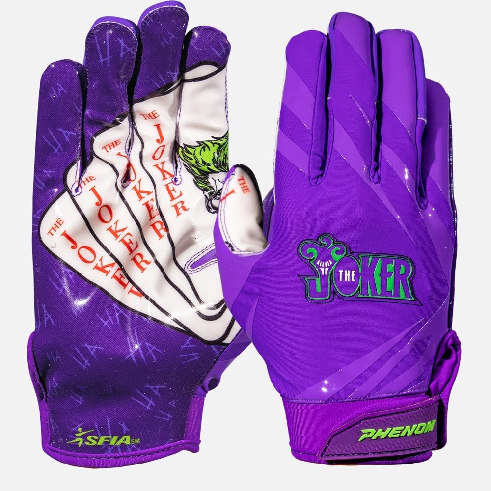 Purple Lineman Gloves Phenom Elite Classic 'The Joker' Football