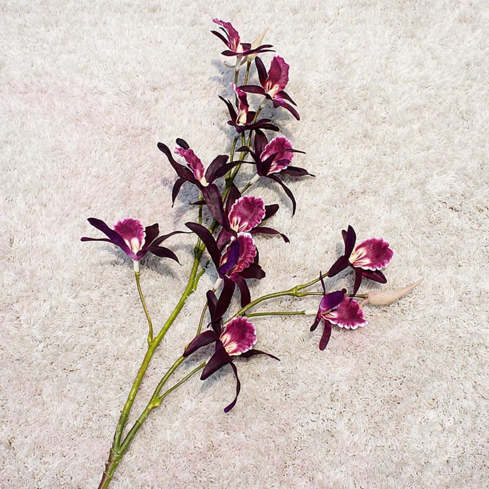 Artificial Dendrobium Branch, 2 Fork Long Stem Dendrobium Artificial Orchids Flower Arrangement for Garden Party Wedding Decoration(Light Purple)