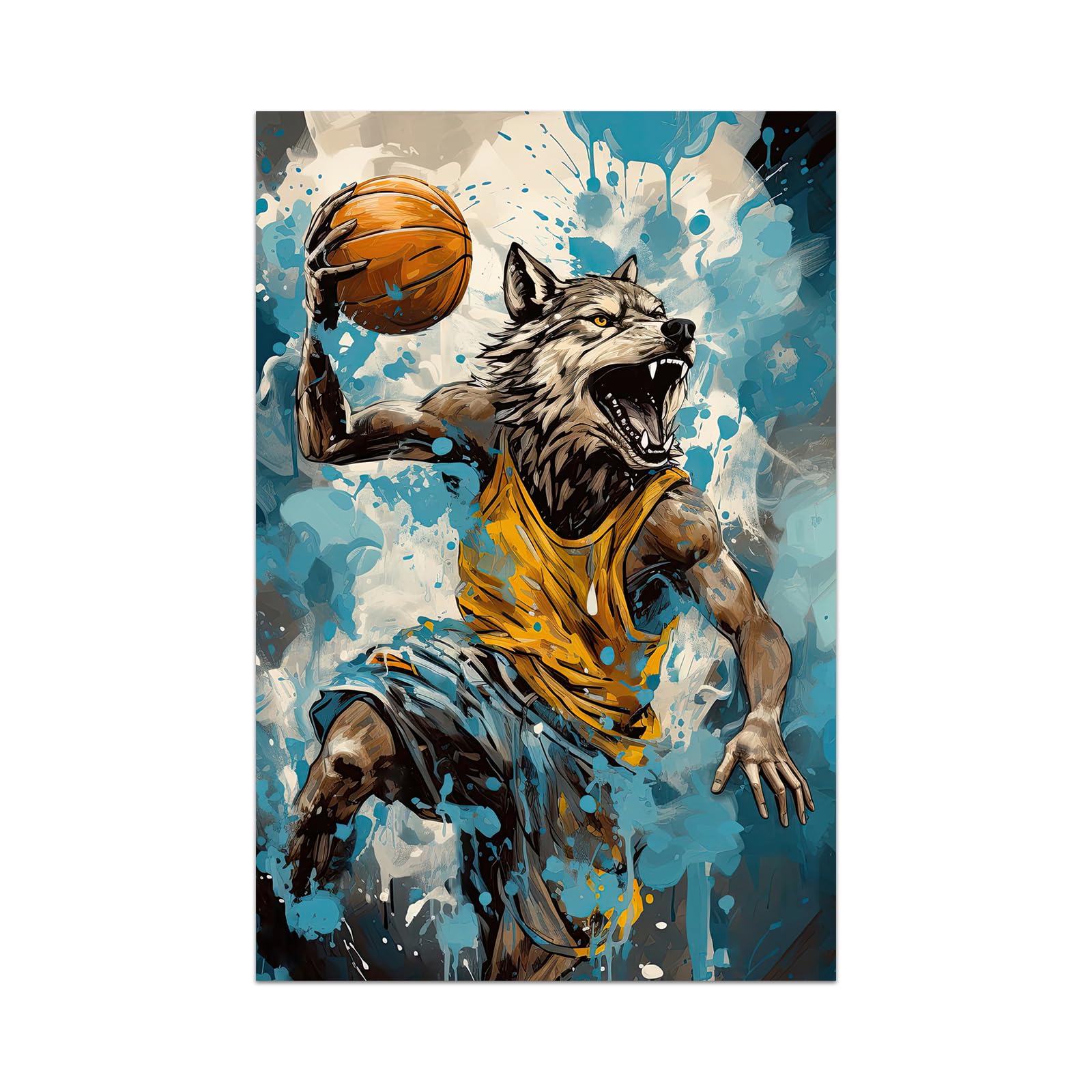 Wolf Playing Basketball
