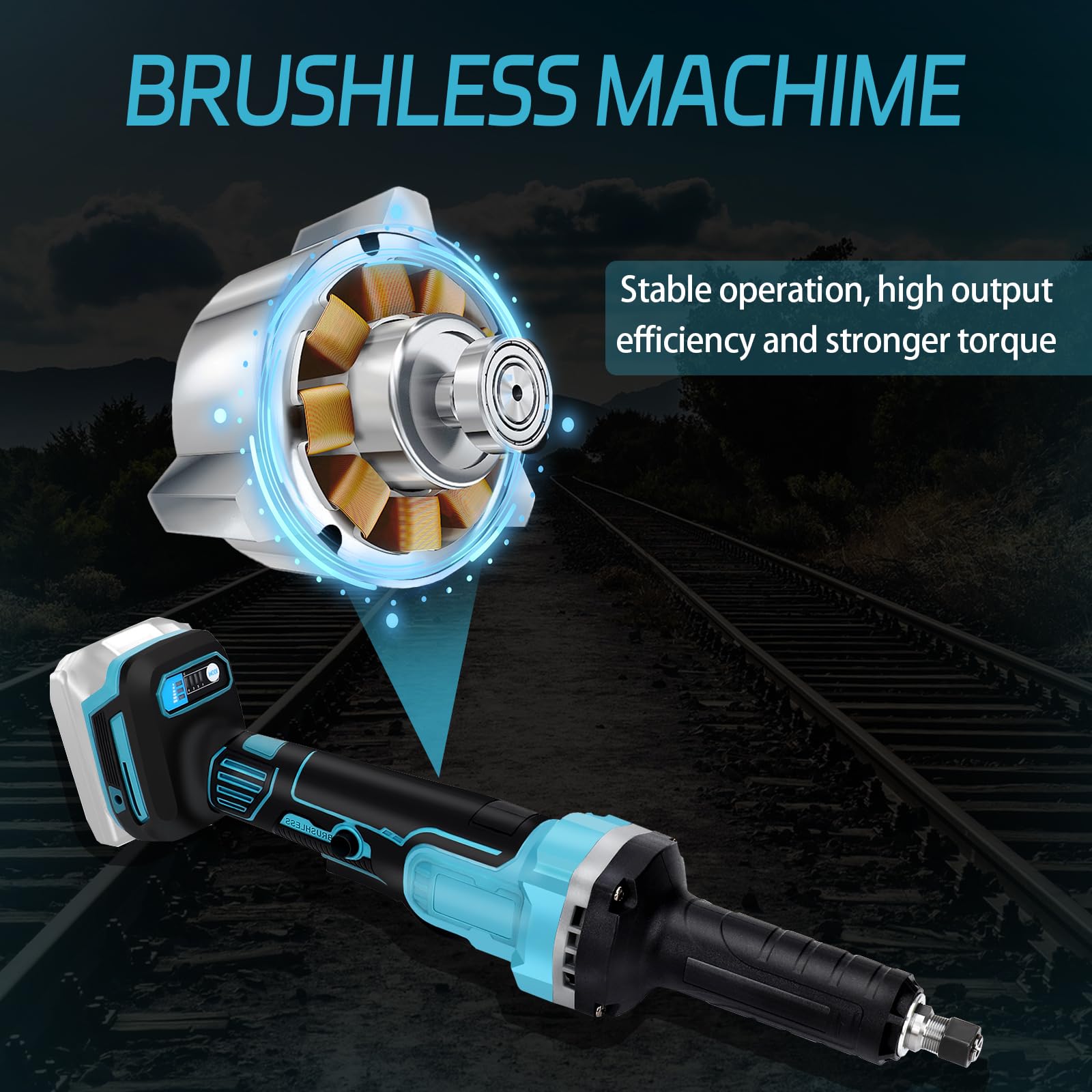 Smerigliatrice Dritta A Batteria 18V Compatibile Makita - 4 Velocità, 8000-26000 RPM, 99 Accessori - Foto 11