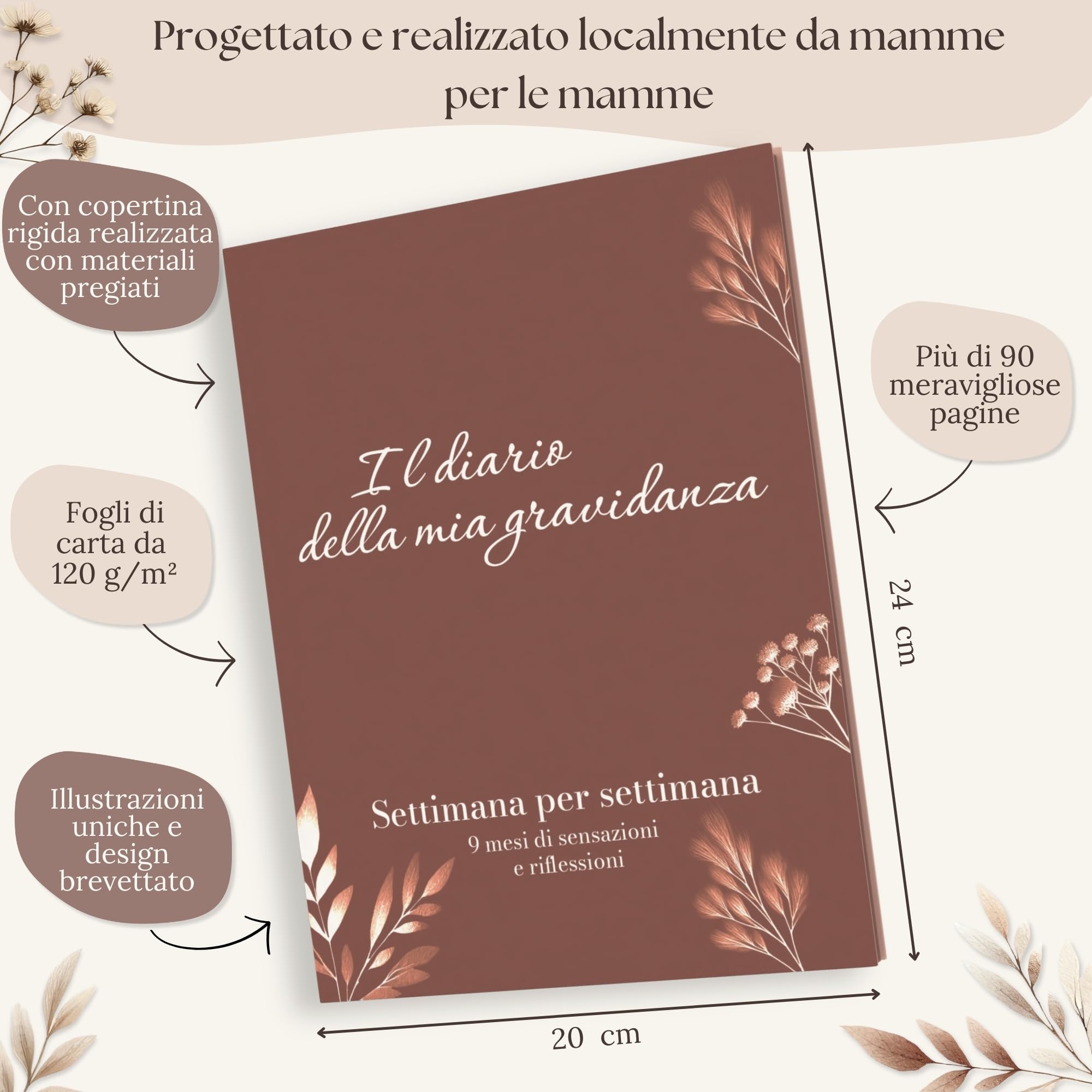 HuBorns - Diario della Gravidanza per Immortalare Ogni Momento Settimanalmente. Diario Gravidanza per Mamma con Spazio per Foto, Ecografie e per Organizzare il Parto