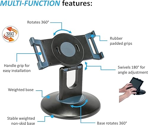 Miniatura 5 de Soporte giratorio de alta calidad para tablet de 360 para escritorio, soporte ajustable para tabletas de 7.9 a 13 pulgadas, base giratoria con peso,