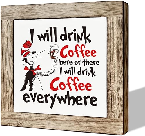 Miniatura 7 de Letrero de cabeza de cafetera, juego de decoración de caja de madera para el hogar, letrero decorativo de mesa, decoración de estante de madera de