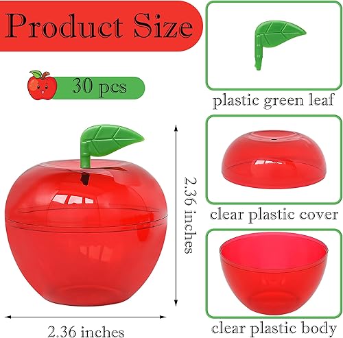 Miniatura 2 de Yuronam 30 recipientes pequeños de plástico con forma de manzana con forma de manzana para regalo de Navidad, fiesta, día de San Valentín,
