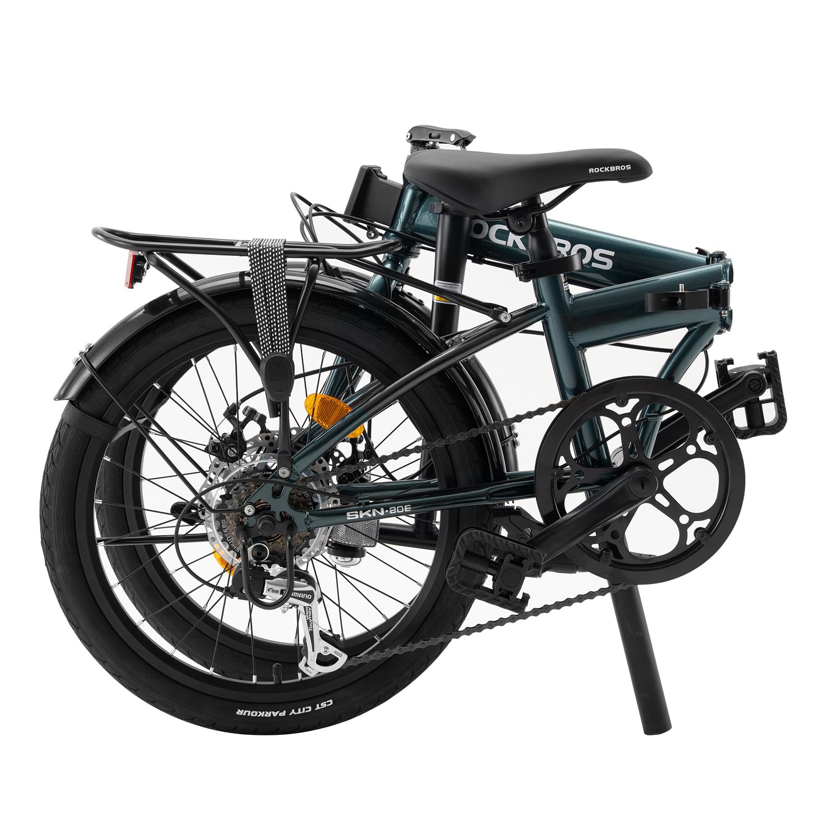 ROCKBROS SKN Bicicletta Pieghevole 20 Pollici, Telaio in Acciaio, 7 Marce, Freno a Disco, Parafango e Portapacchi, Ideale per Commuting, Casa e Viaggi