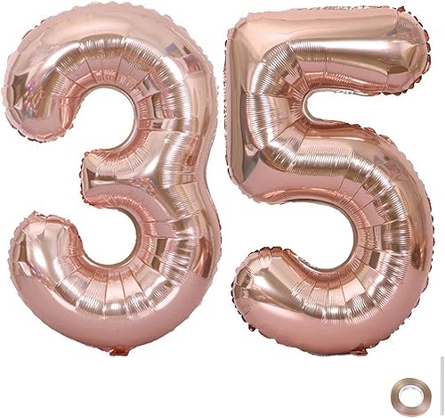 Miniatura 4 de Globos grandes de 40 pulgadas con el número 35, globos de helio de aluminio gigantes para bodas, fiestas de cumpleaños, festivales, suministros de
