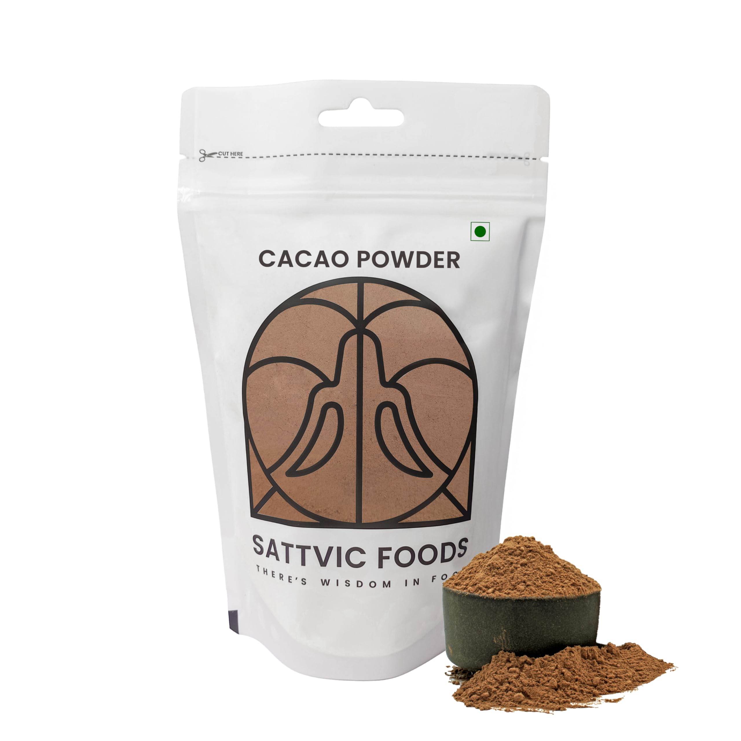 Sattvic Foods Artisanal Cacao Powder (200 g) Produced from Non-Alkalized Cacao beans | Unsweetened | Sourced from Kerala | High in Antioxidants | Use in Baking, Smoothies, Truffles