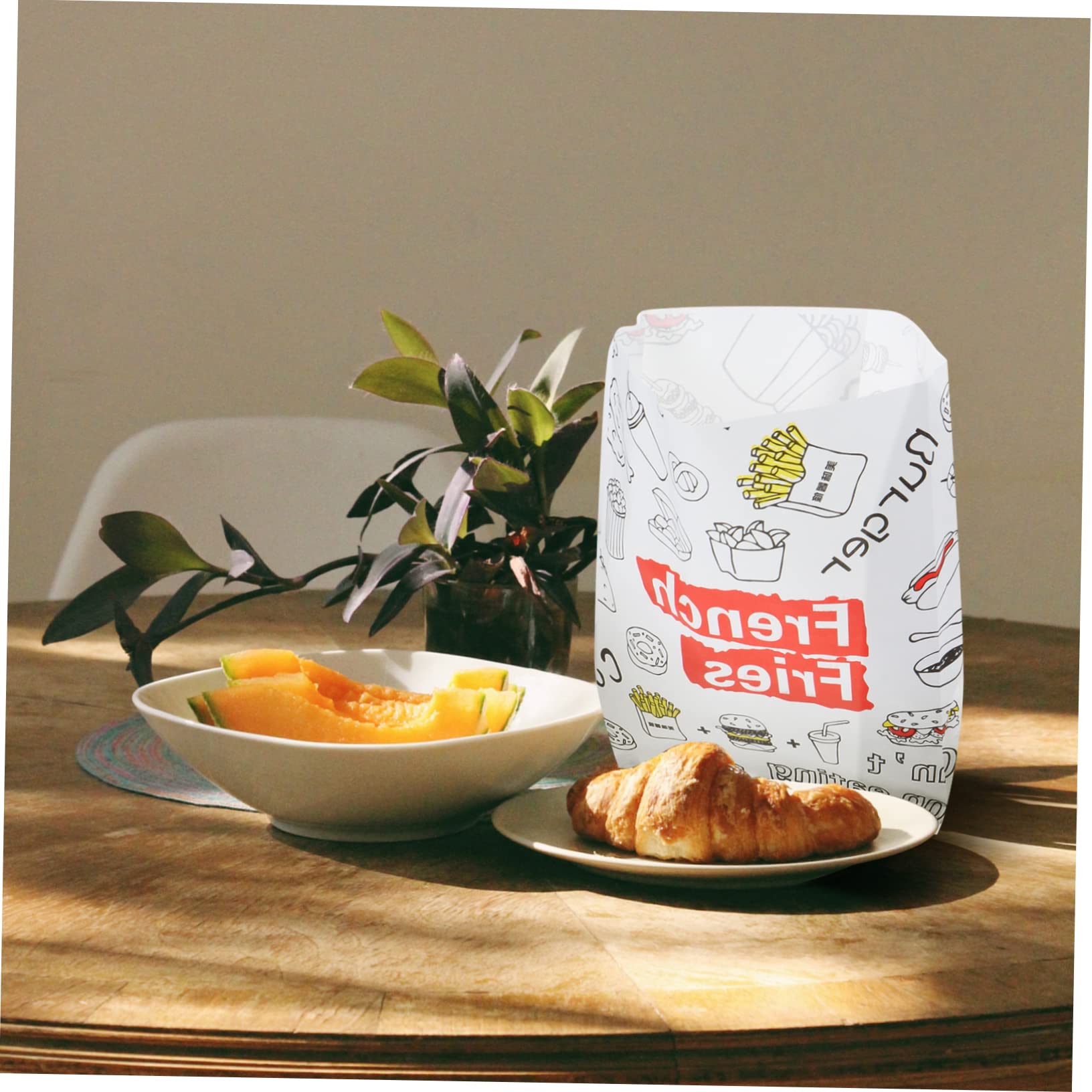 PLAFOPE 300piezas Bolsas De Papel Para Alitas De Pollo Papas Fritas y Snacks Resistente y Práctico Sin Necesidad De Cinta Para Comidas Para Llevar