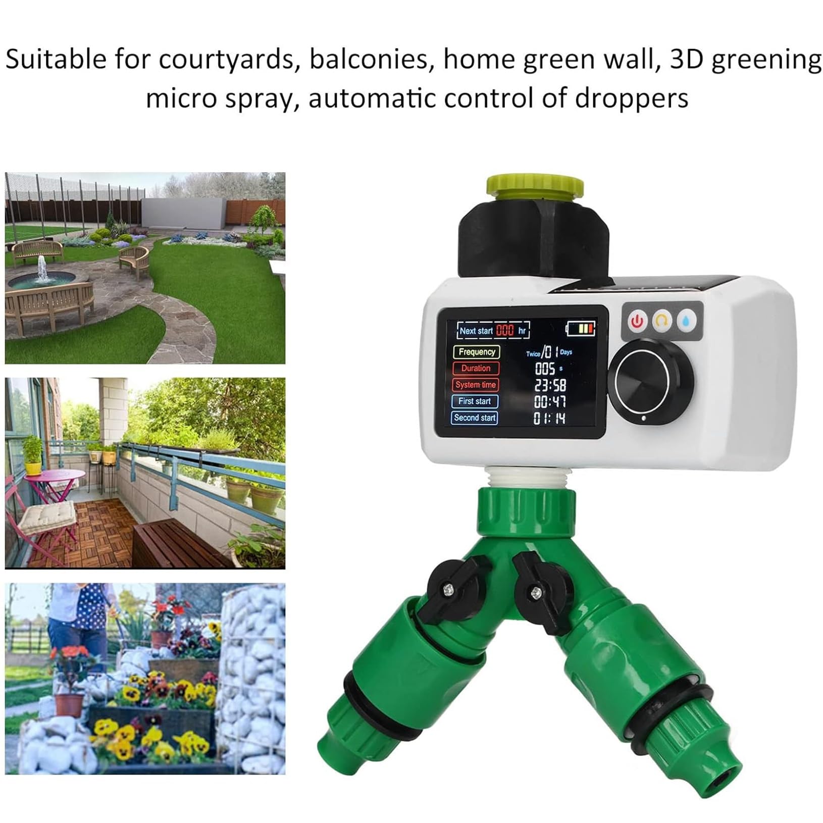 Timer for Irrigazione Solare, Sistema di Irrigazione con Ritardo Pioggia, Controller for Irrigazione, Timer for Rubinetto Esterno da Giardino for Prato, Giardino e Patio