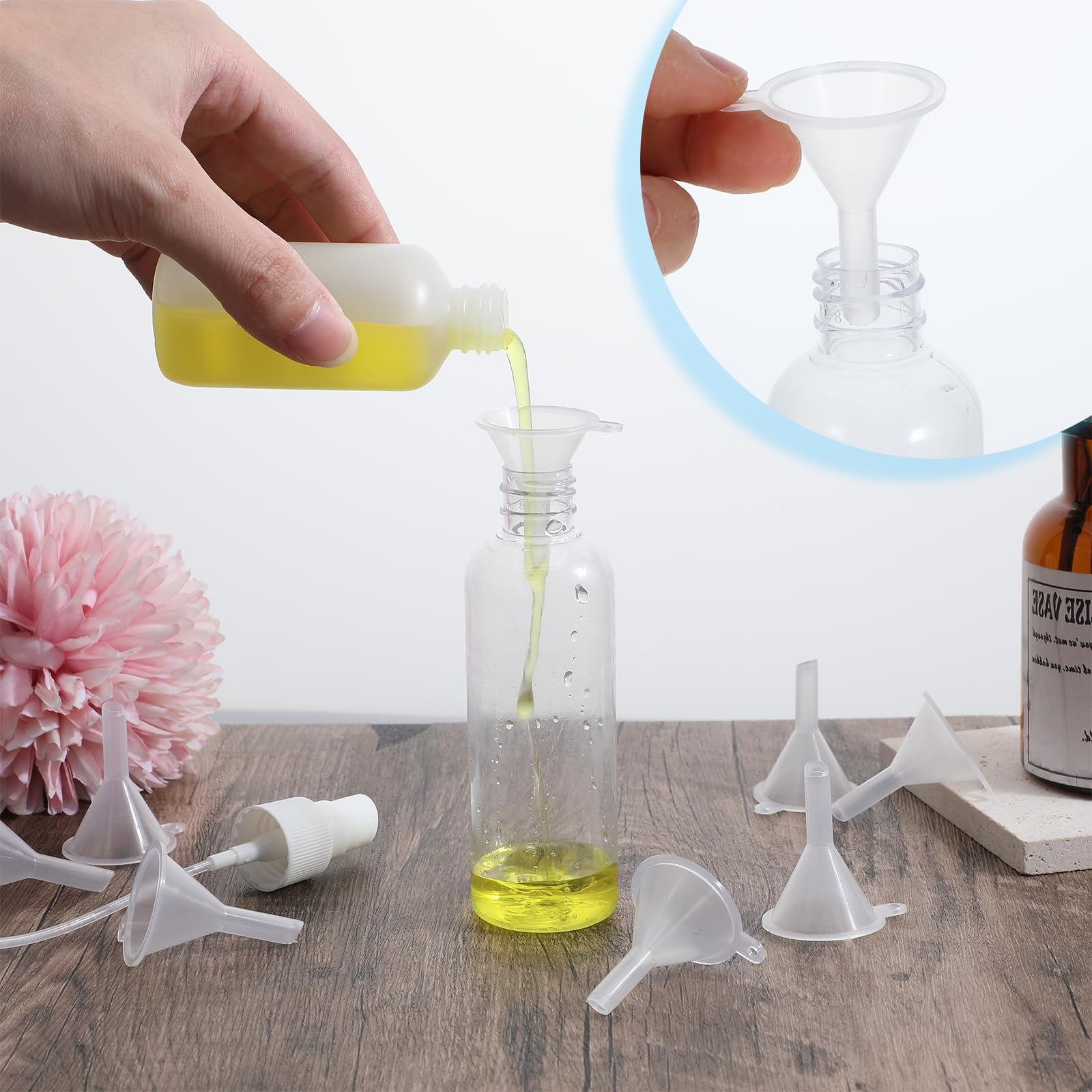 Lot de 6 entonnoirs universels en plastique noir pour moteur à essence avec bec flexible