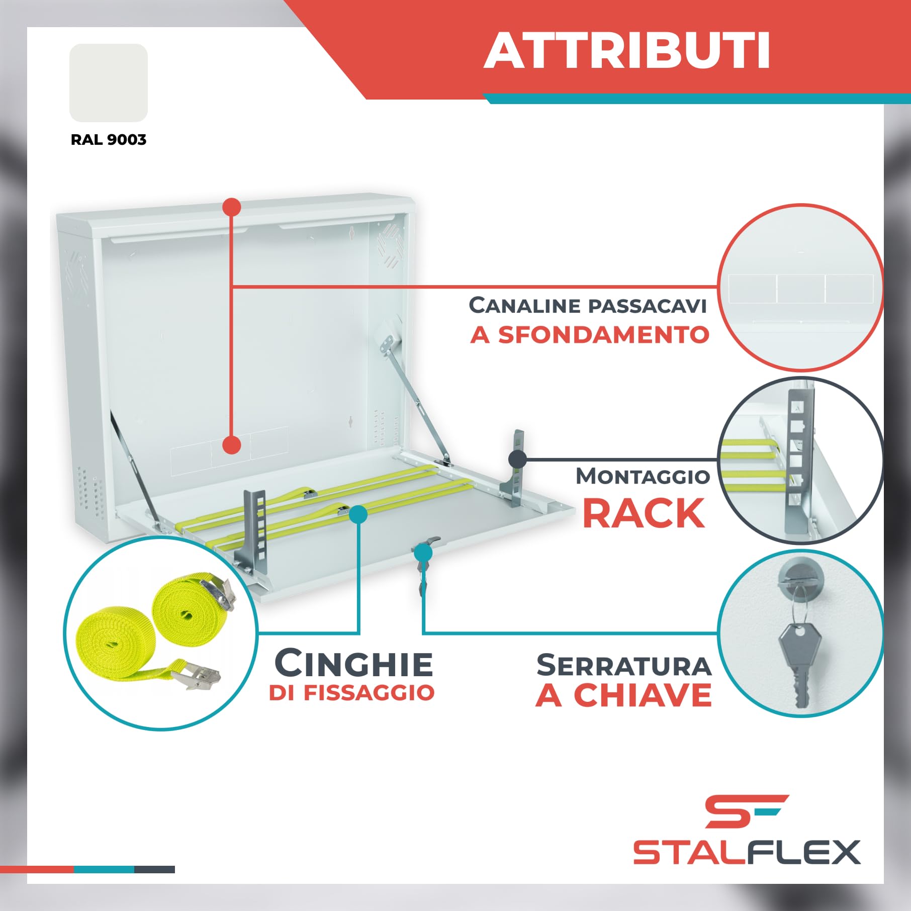 Armadio Rack 19 Pollici 2U in Metallo per Impieghi Gravosi con Custodia Chiudibile a Chiave