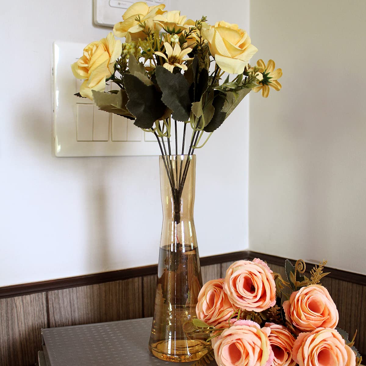 Sponsored Ad - Amber conical Vase Perfect for Wedding & Home/Decorative Vase for Home Decor Living Room Office and Place Settings,Set of 1