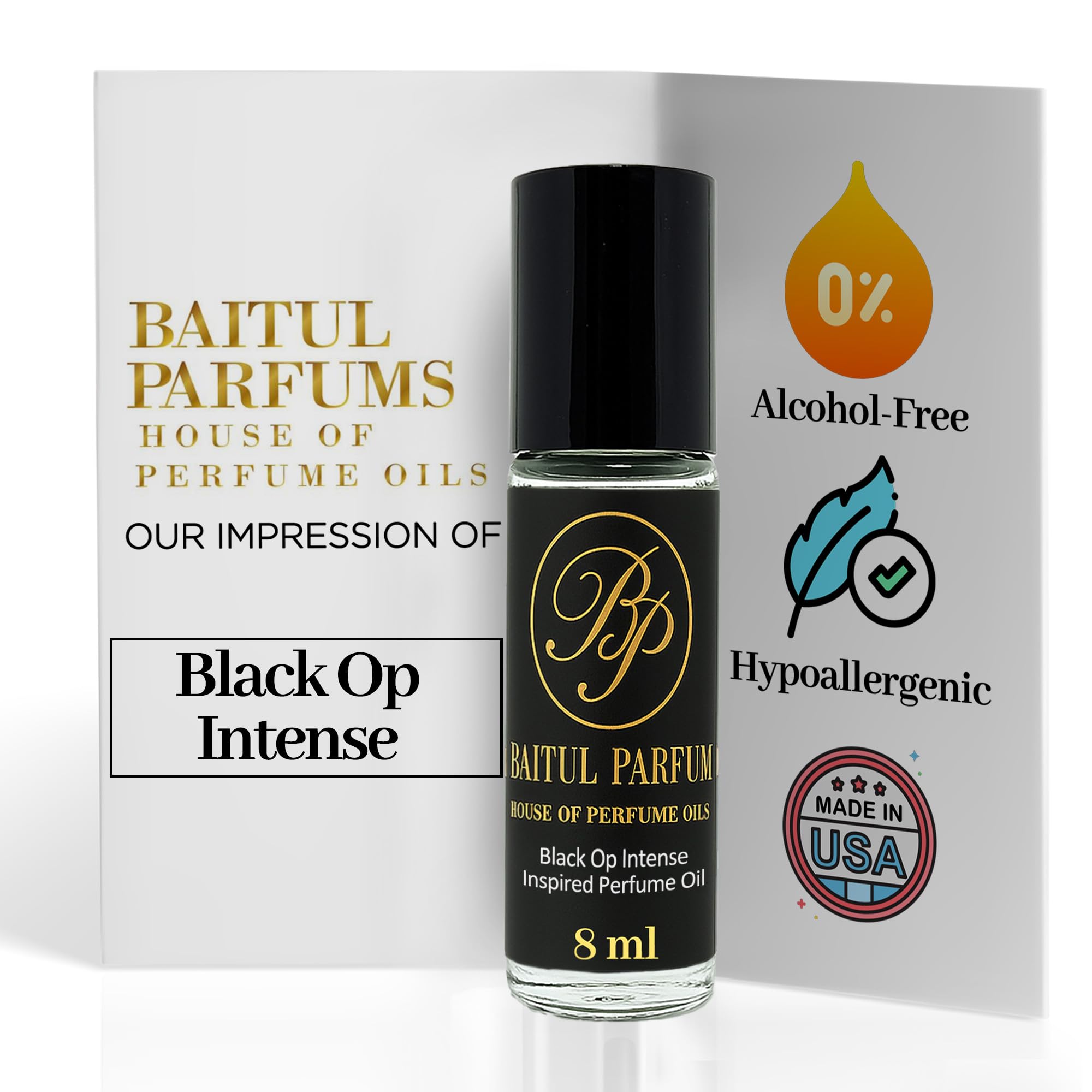 ASMARKET Comparable to Black Op Intense Alcohol-Free Fragrance - 8ml Travel Size Perfume Oil in Glass Bottle, Perfume Oil Roll On Rollerball for On the Go Use, Long Lasting and 98% True-to-Scent