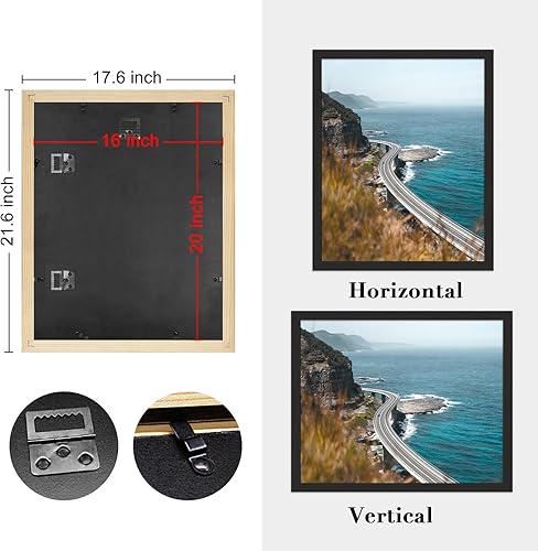 Vista 16 de COREAET Marcos de madera de 24 x 36 pulgadas, marco de fotos negro de 24 x 36 pulgadas, paquete de 2 marcos de póster de 24 x 36 pulgadas, marco