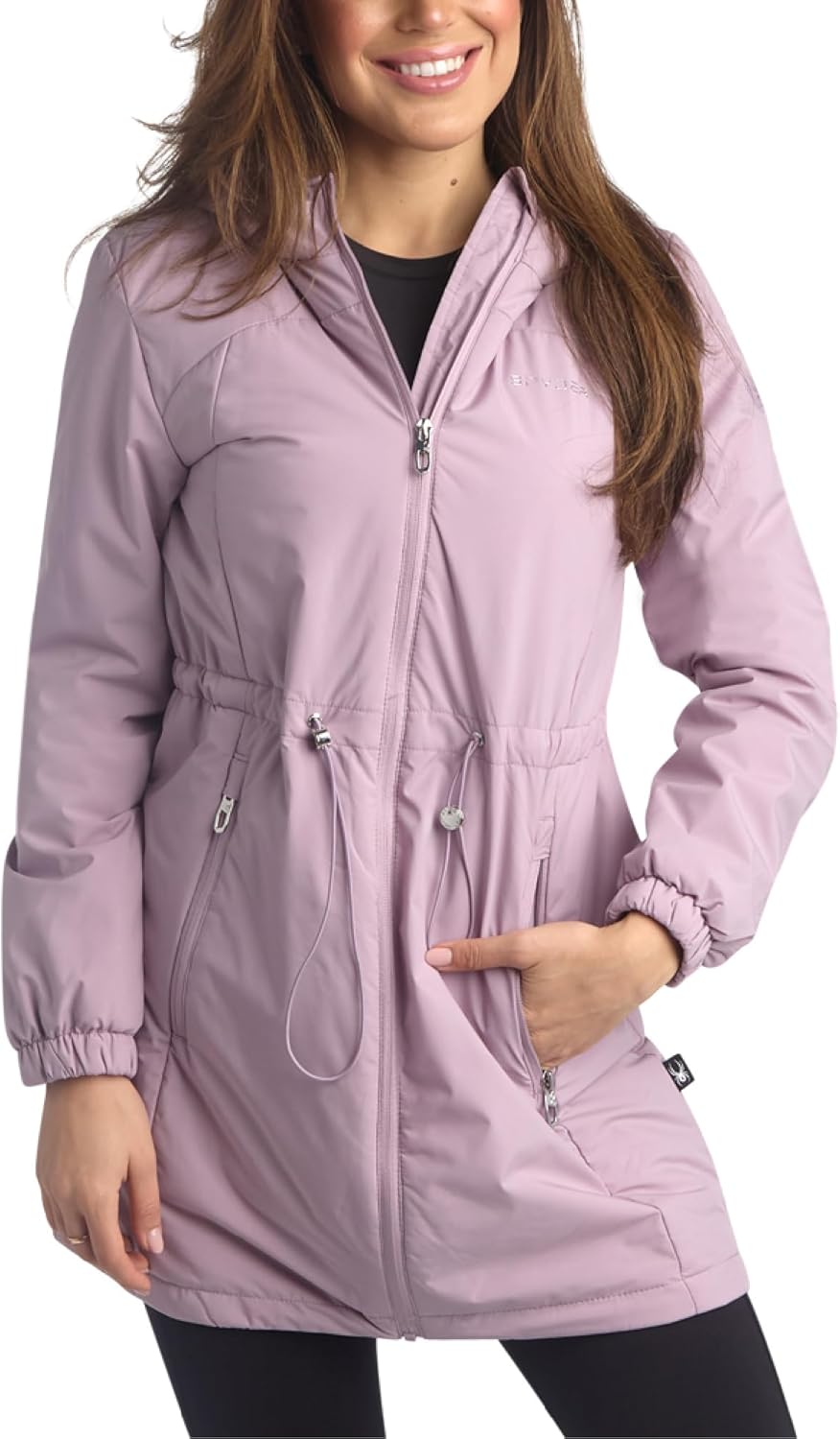 Spyder Womens Windbreaker Jacket - Wind and Water Resistant Midweight Cinched-Waisted Insulated Long Jackets for Women