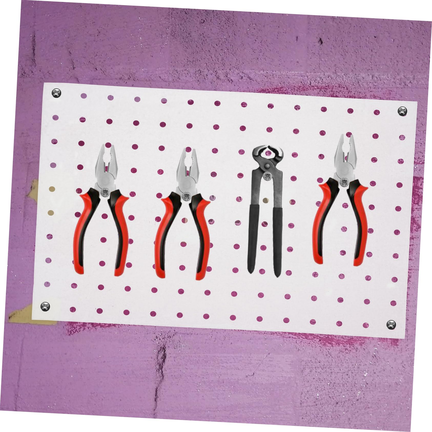 SHINEOFI Wandmontiertes Metall Pegboard Panel für Garagenwerkzeuge Vielseitiges Aufbewahrungssystem für Werkbänke und Werkstätten Effiziente Werkzeugorganisation Weißes Design