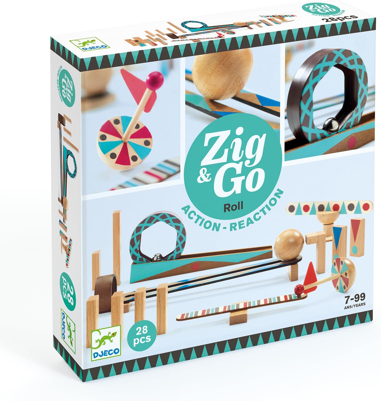 DJECO Construcción Go-28 Zig & Go Construction-28 pcs (35640), Multicoloured