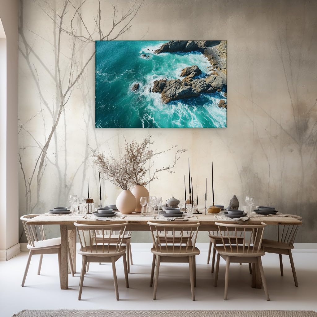Canvas for Living room. Cliffs and Rhythms of the Ocean Uniting in Nature's Spectacular Dance, 27 x 18 inch Canvas Wall Art - Contemporary Masterpieces - Modern Home Decor - 69x46 cm (27x18 inch)