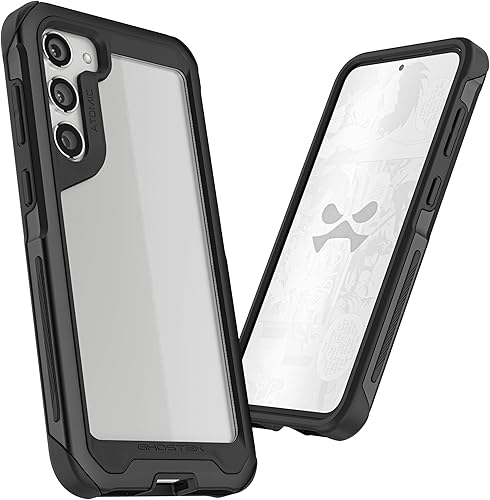 Miniatura 2 de Ghostek ATOMIC - Funda delgada para Galaxy S23 Plus con parte trasera transparente y parachoques de metal de aluminio, protección de carga