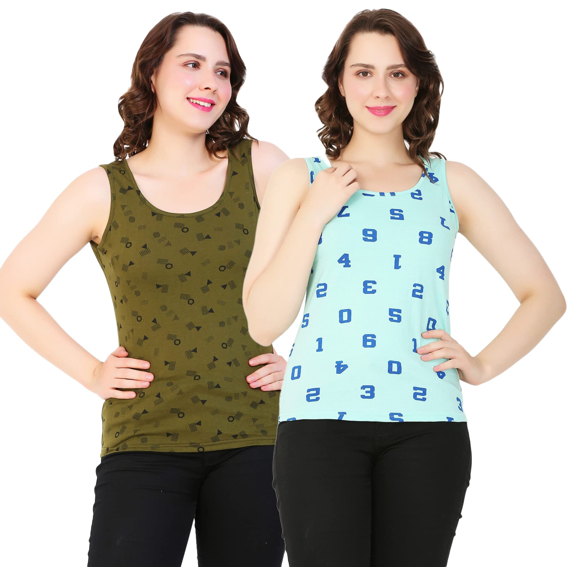 ayvina Women Printed Tank Top – Cotton Sleeveless Stylish Casual Wear Printed Tank Tops for Women Girls Ladies – Soft Comfortable Gym Yoga Workout Summer Tops-PACK OF 2-picture-18