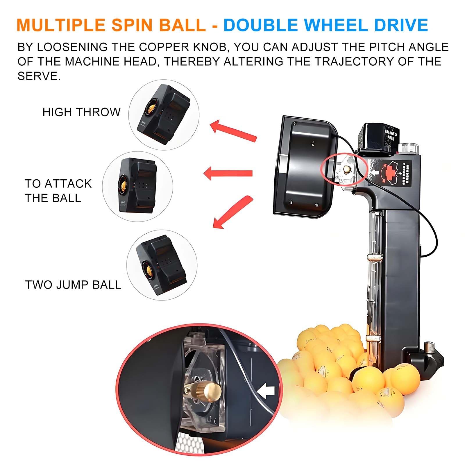 Macchina da Ping Pong con Testa Oscillante e Lancio Automatico Lungo/Corto – Robot per Tennistavolo con Telecomando 2.4G, velocità 4-40 m/s