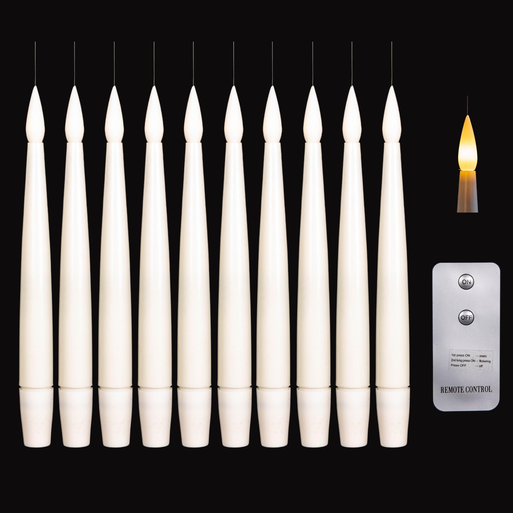 Samuel Alexander Set of 10 White Floating LED Candles - 15cm Warm White with Remote - Plastic