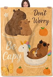 Funny Capybara Quote Blanket Soft Lightweight Flannel Throw Blanket for Living Room Bedding Travel Home Decor Cozy 50x60 Inch Blankets Gifts for Adults Kids Women Men