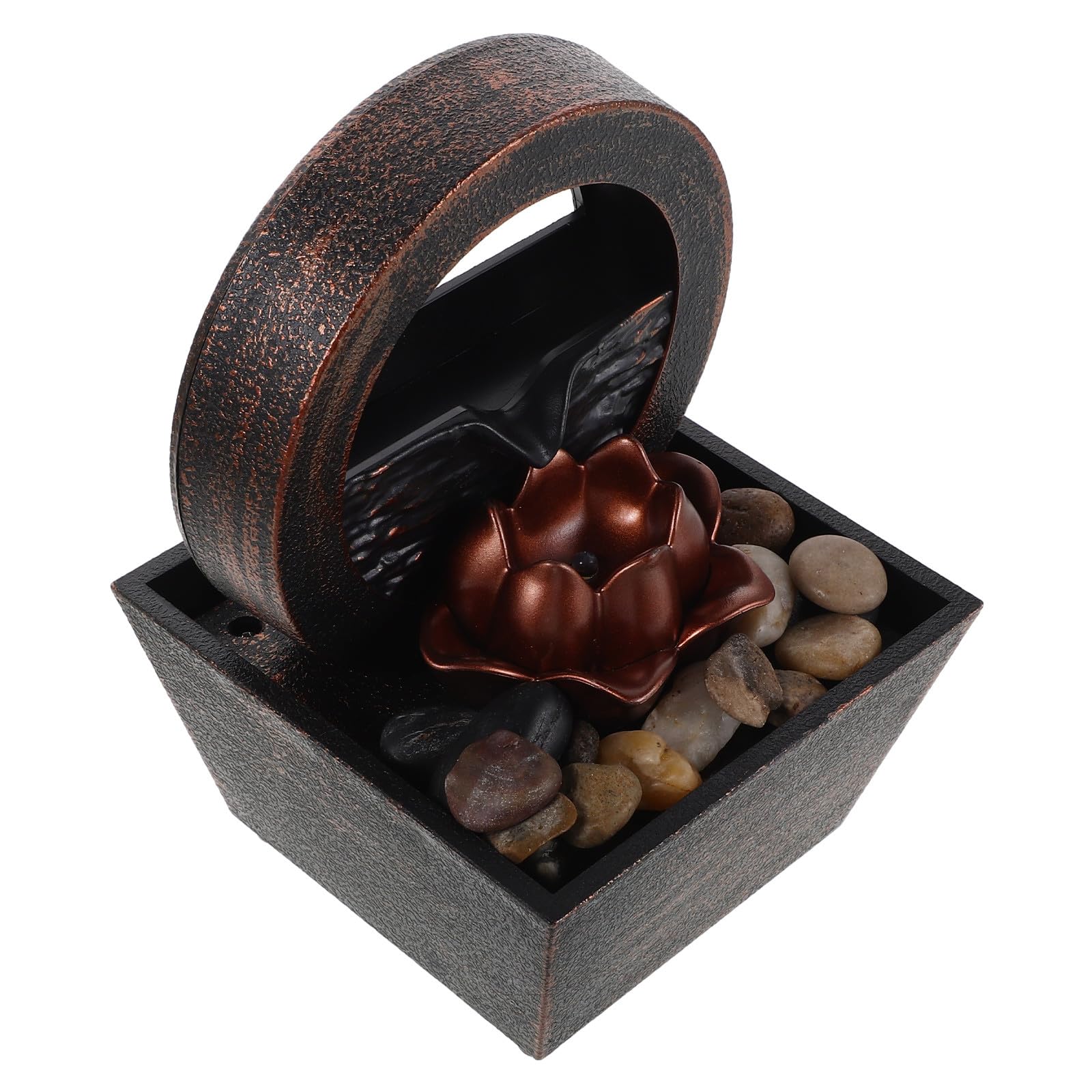 SUPVOX Fuente de Agua en Cascada de Sobremesa con Luz LED Pequeña Fuente Decorativa de Escritorio para Interior Diseño Compacto con Bomba Dorada Adecuado para Oficina Salón o Sala de Té