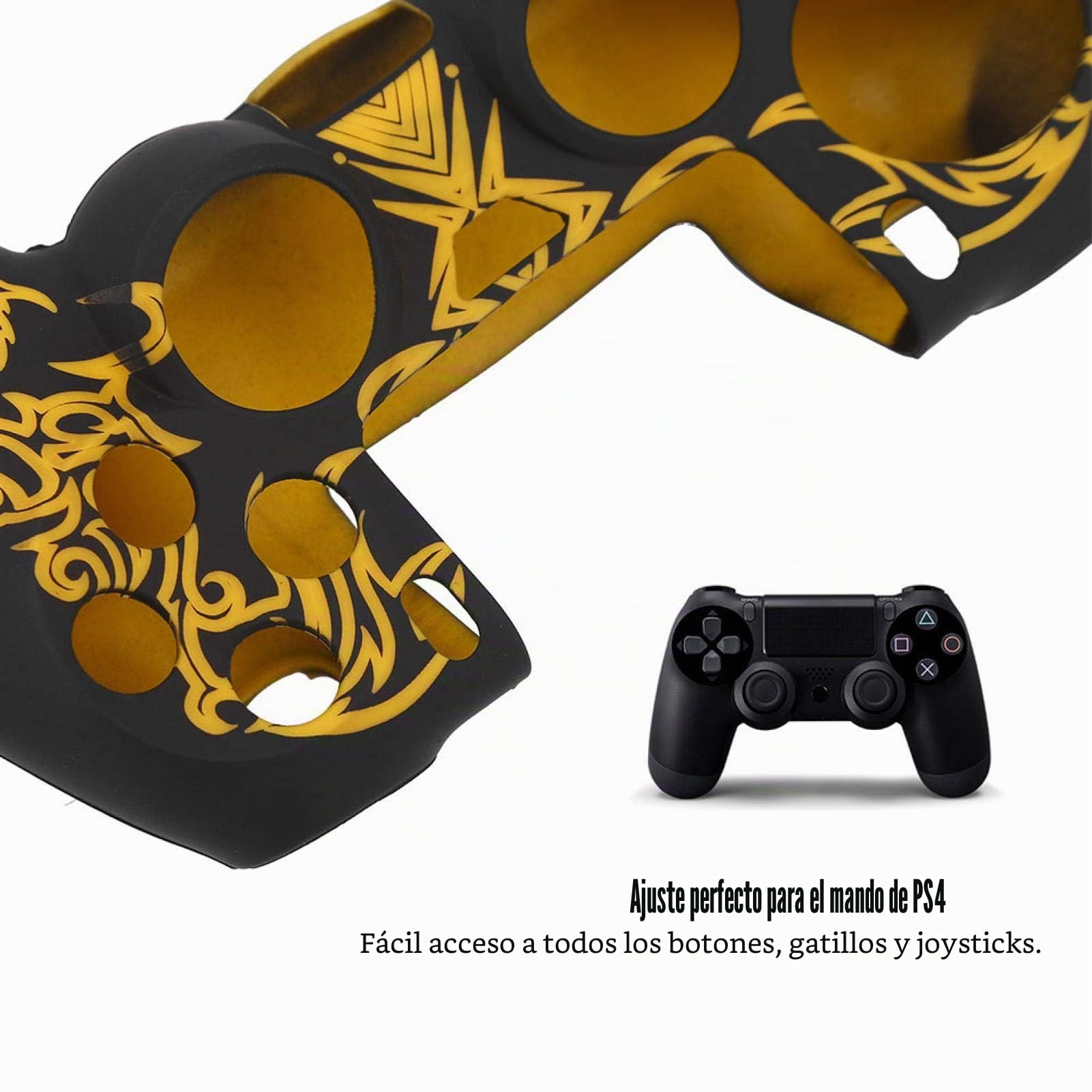 Estuche para Controlador ps4, Estuche de Silicona Suave Skin Grip Shell para el Controlador Playstation 4 PS4(Amarillo Negro)