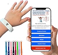 Sharewear Adjustable QR Code Kids Safety Bracelet - Waterproof Silicone Emergency ID Wristband, No GPS or Subscription, Perfect for Travel & Parks