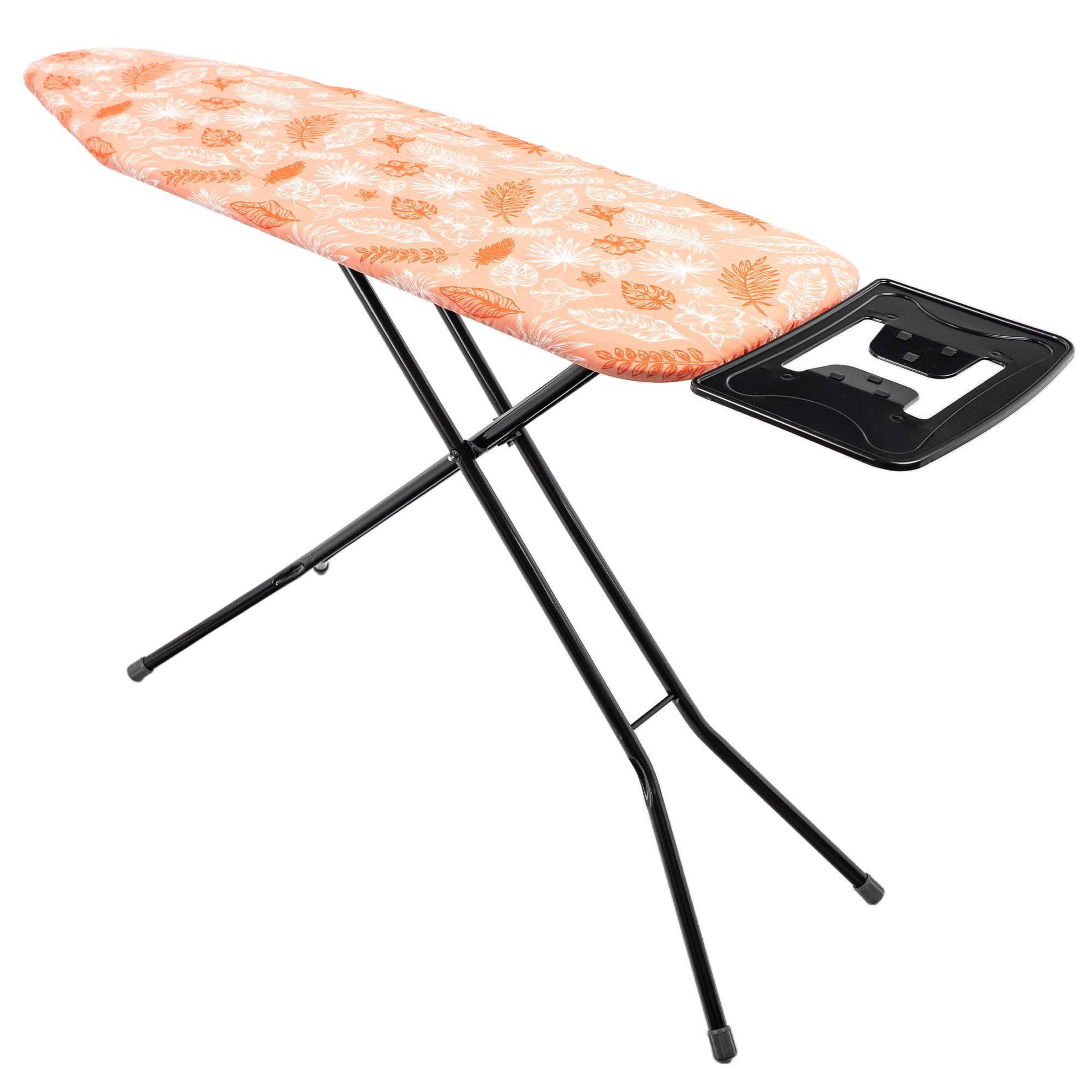 KADAX Asse da stiro pieghevole da 120 x 38 cm, con robusta struttura in acciaio, rivestimento resistente al calore e ripiano per ferro da stiro, regolabile in altezza (arancione)