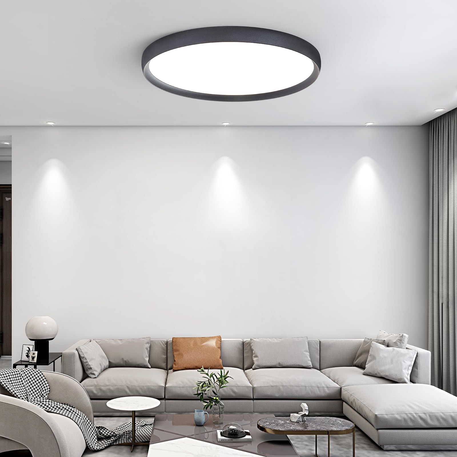 SHINELUX Led Ceiling Light, 3000K/4500K/6500K Dimmable Ceiling Light with Remote Control, 28W 2800LM Modern Flush Ceiling Light for Bathroom, Kitchen, Bedroom — image 1