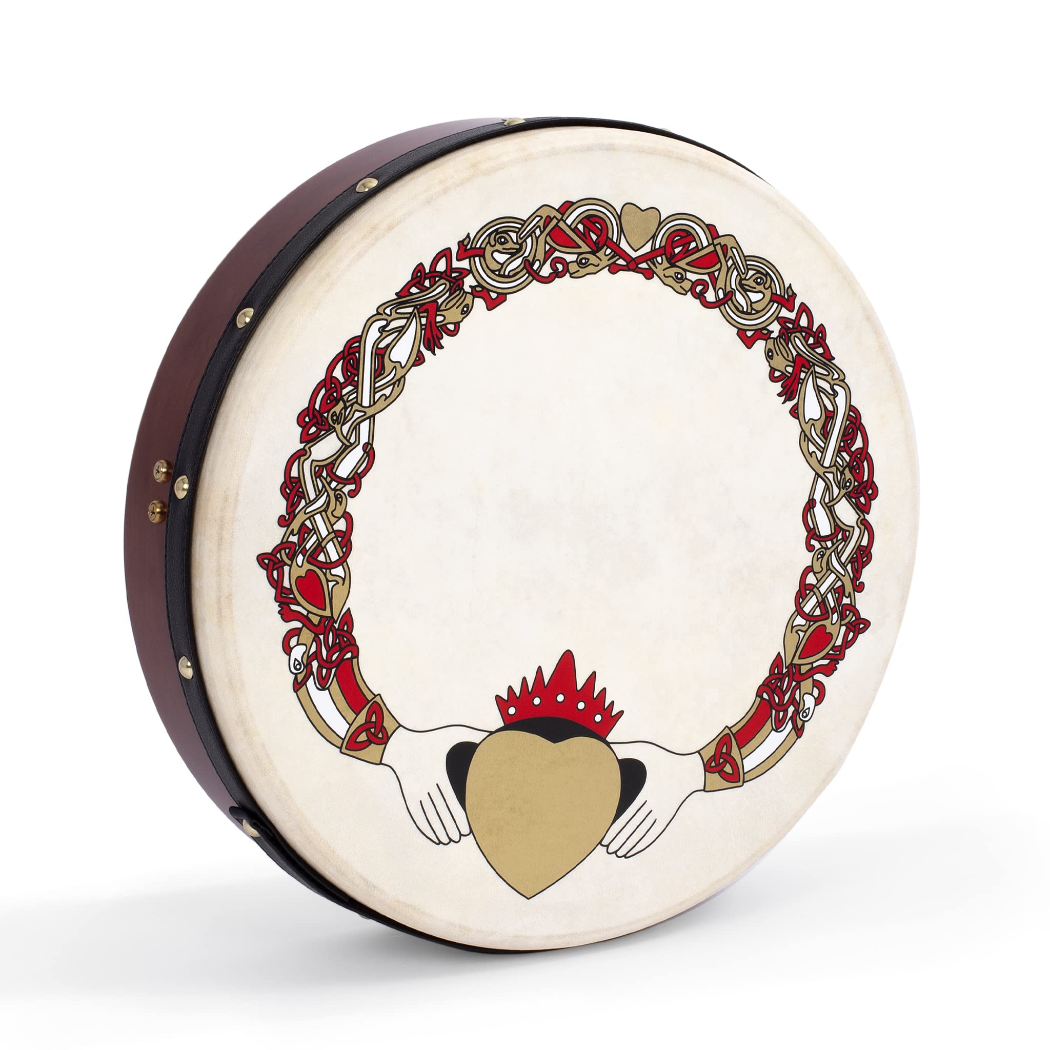 Bodhran Claddagh-Kreuz, 38,1 cm, mit Tasche und Kipperschlägel