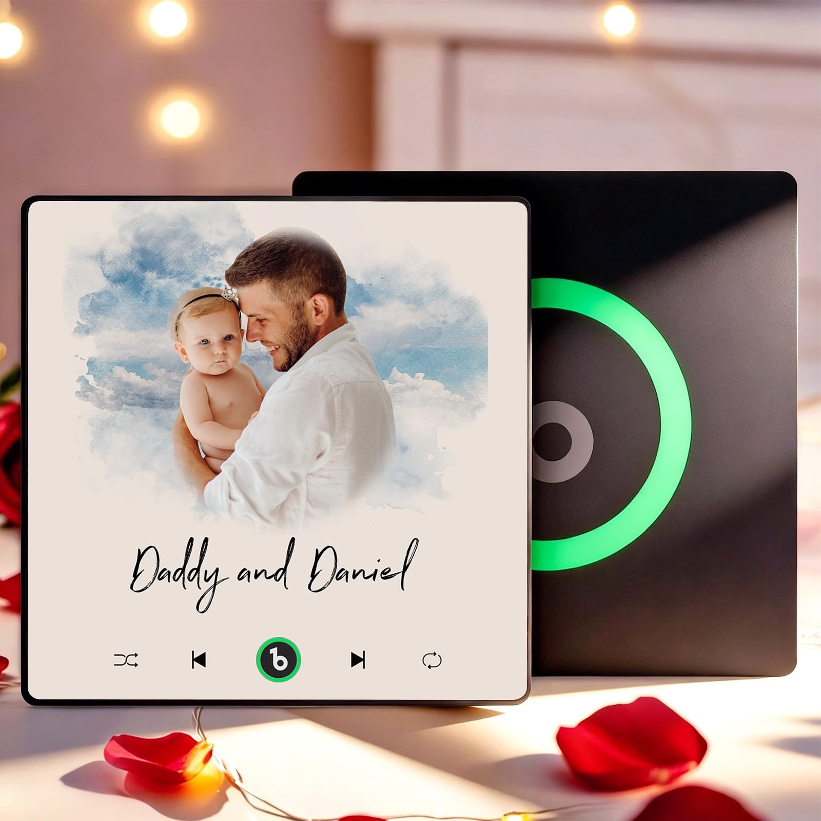 Custom Music Fridge Magnet for Dad Personalised Spotify Plaque Magnet Can Play Songs Photo Album Magnets for Refrigerator Fathers Day Birthday Gifts
