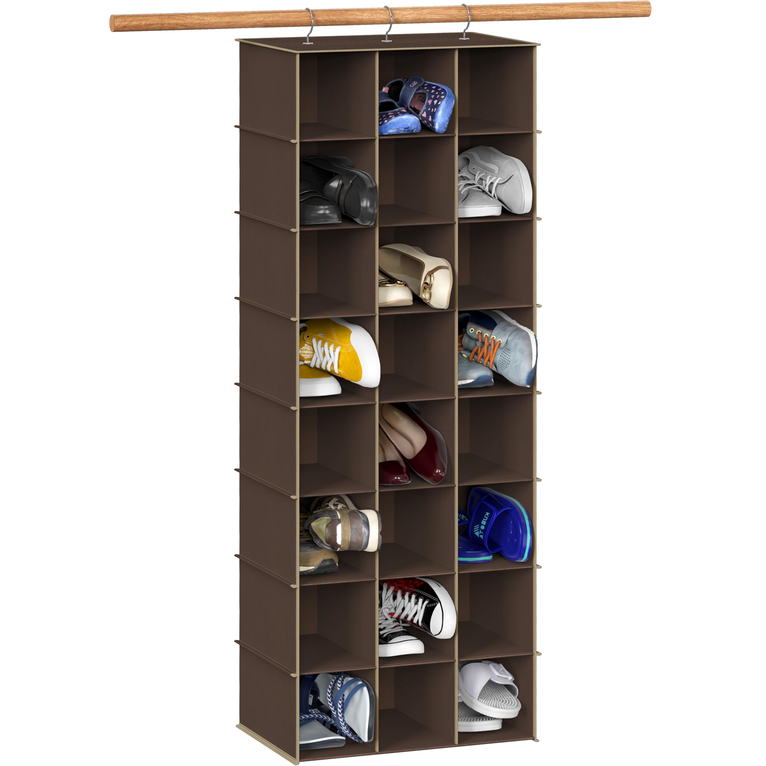 Simple Houseware 24 Section Shelves Hanging Shoes Organizer, Brown