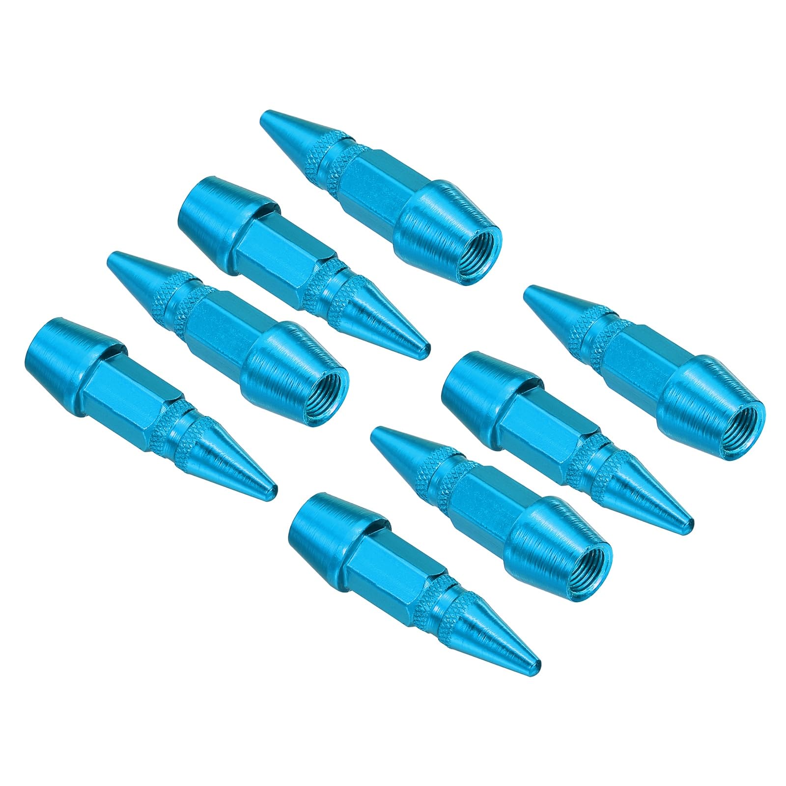 PATIKIL Spiked Shape Tire Valve Stem Caps 45mm, 8 Pcs Aluminum Alloy Car Wheel Valve Cap Universal Dustproof Tire Valve Covers for Car Bike Motorcycle Truck, Light Blue โ image 1