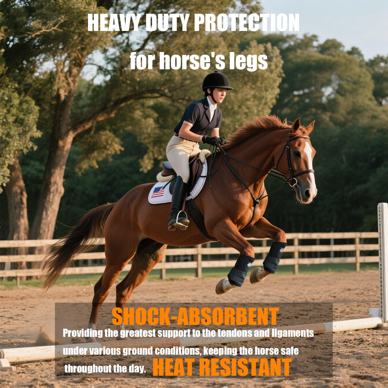 Botas protectoras para caballos de medicina deportiva, protección y amortiguador, adecuadas para entrenamiento de salto y senderos, 2 unidades, diseño de material transpirable (negro