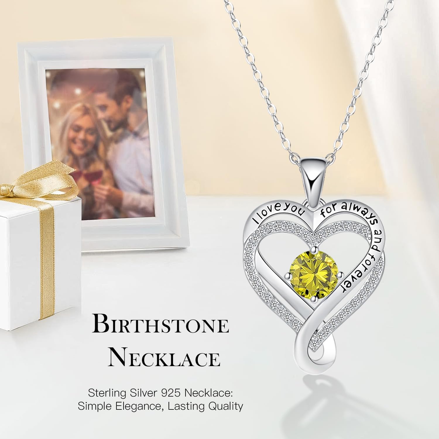 Sterling Silver Pendant Necklace for Women, Teen Girls Birthstone Necklaces silver Wedding Anniversary Heart Necklace Women's Jewelry Mother’s Day, Valentine’s Day,Birthday for Her - Image 3