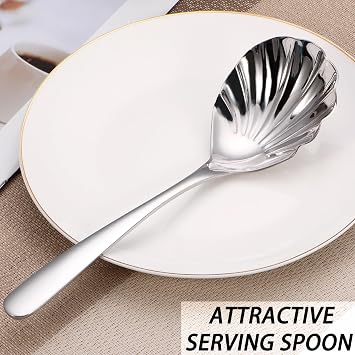Large Serving Spoon,9 Serveware Spoons Set,Stainless Steel Catering Serving Utensils for Party Buffet Dinner Banquet Cooking Kitchen Basics,Dishwasher Safe(Silver)