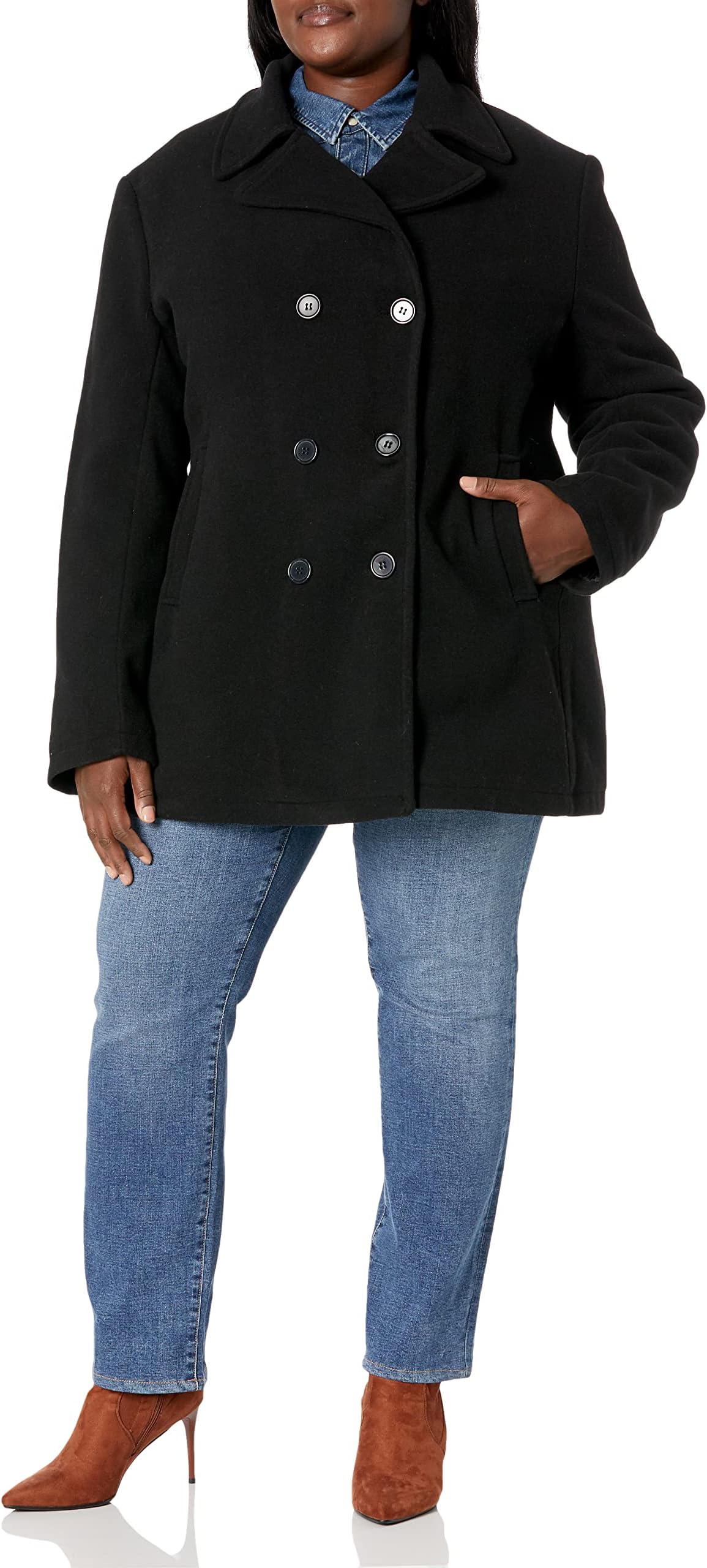 Excelled LeatherWomen's Plus Size Classic Pea Coat