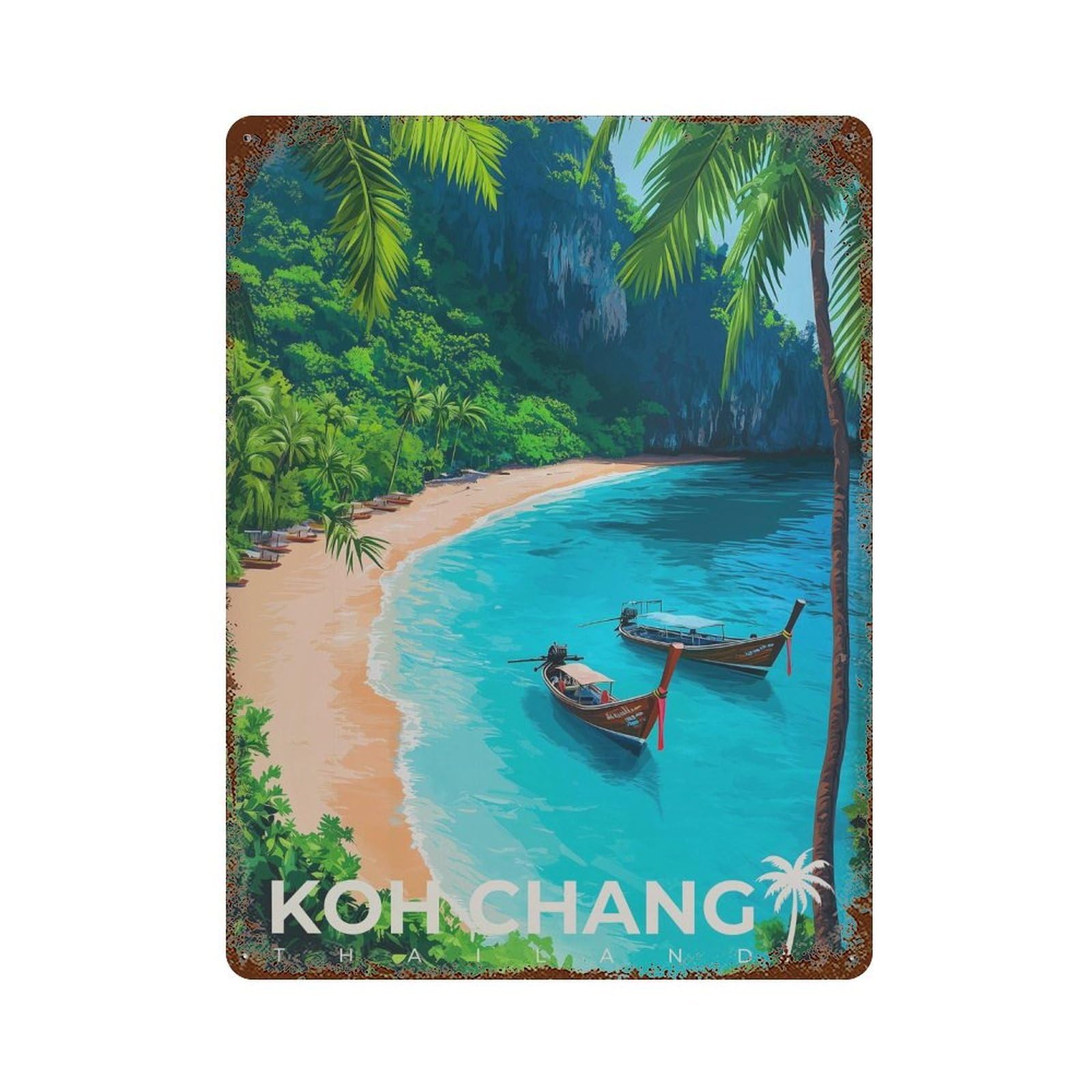 xiaoxiaoshen Koh Chang Thailand Travel Tropical Island Wall Decor Art Metal Tin Poster Modern Home Decor Art Home Bar Shop Decorations Vintage Sign 40x30cm