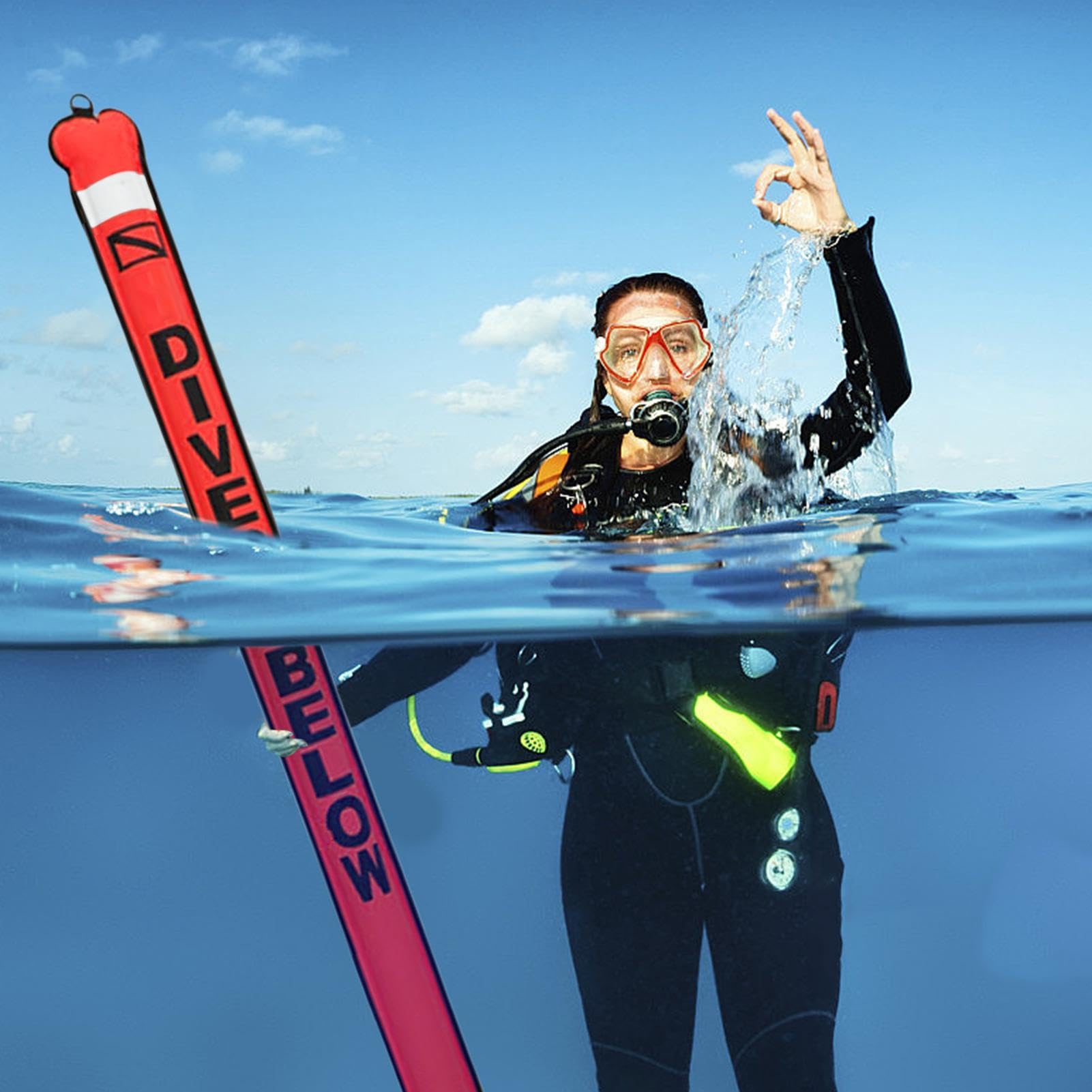 de marcado de superficie, de bandera de buceo, equipo de seguridad de | buceo, equipo, accesorios, parte reflectante, tejido de nailon 210D, autosellado, revestimiento de TPU para