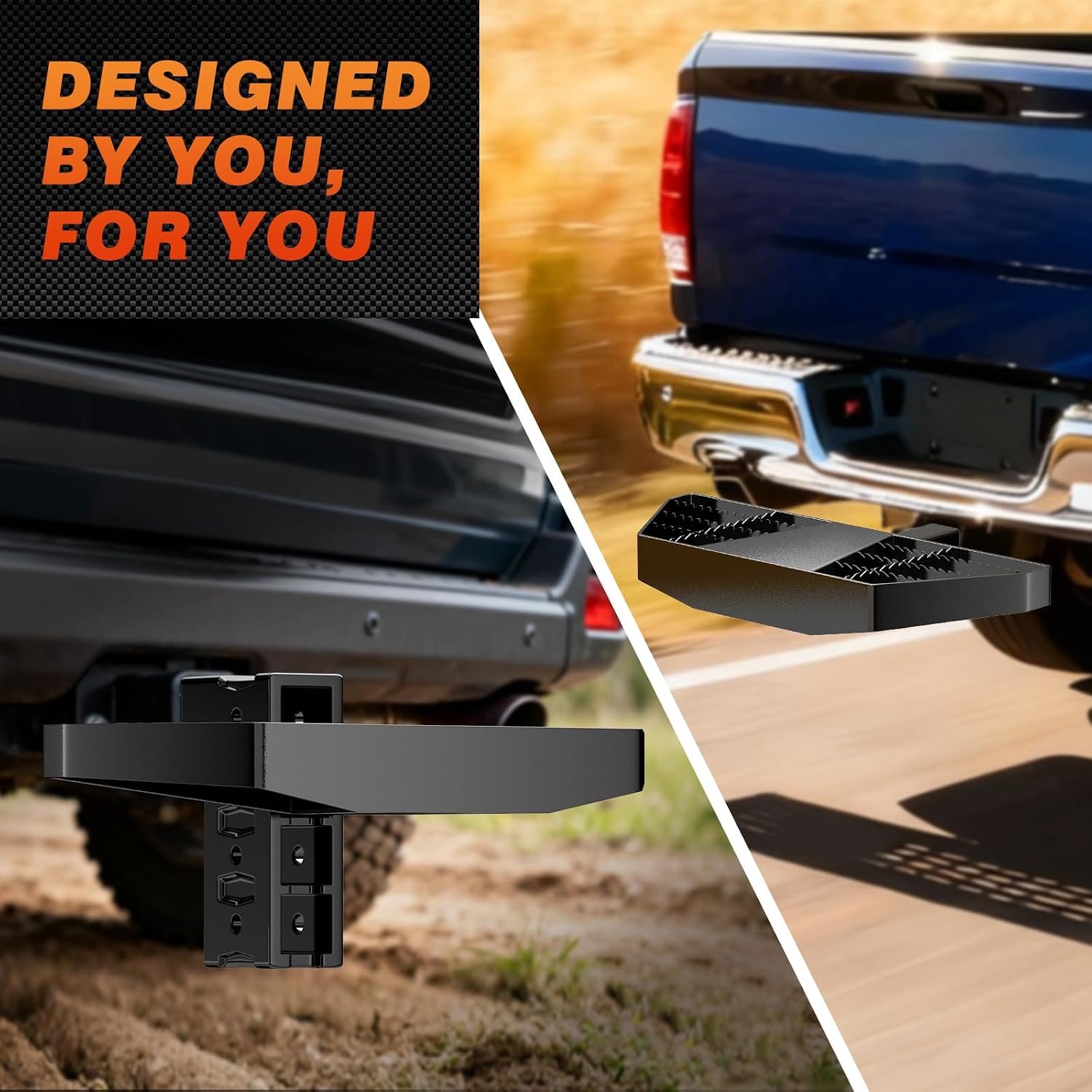 Hitch Step for 2" Receiver, Universal Rear Bumper Protector Guard, 24" Length Anti-Slip Trailer Hitch Step, 500lbs Load Capacity, Fits Truck Pickup Van RV, Includes Locking Hitch Pin & Clip