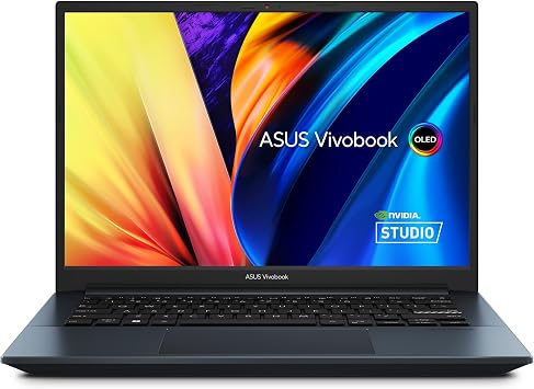 ASUS VivoBook Pro 14 OLED Laptop, 14 2.8K OLED Display, AMD Ryzen 7 6800H Mobile CPU, NVIDIA GeForce RTXTM 3050 GPU,16GB RAM, 1TB SSD, Windows 11 Home, Quiet Blue, M6400RC-EB74