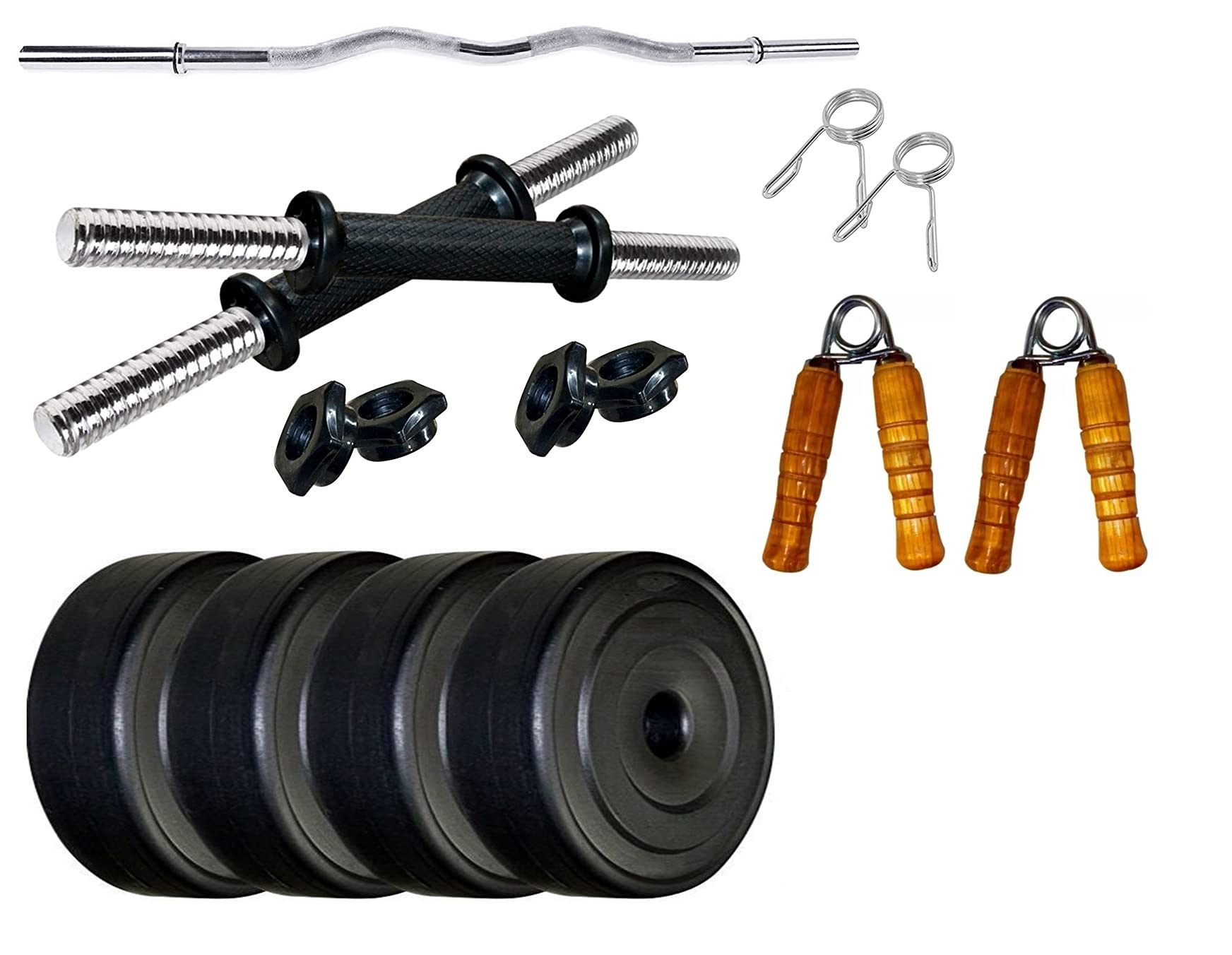 Spanco Home Gym with 12 Kg. P.V.C Weight Plates (3 Kg. X 4 = 12 Kg.), Curl Rod, Dumbbell Rods & 1 Accessory for Fitness, Weight Lifting, Muscles Building, Body Toning & Body Shaping-picture-22