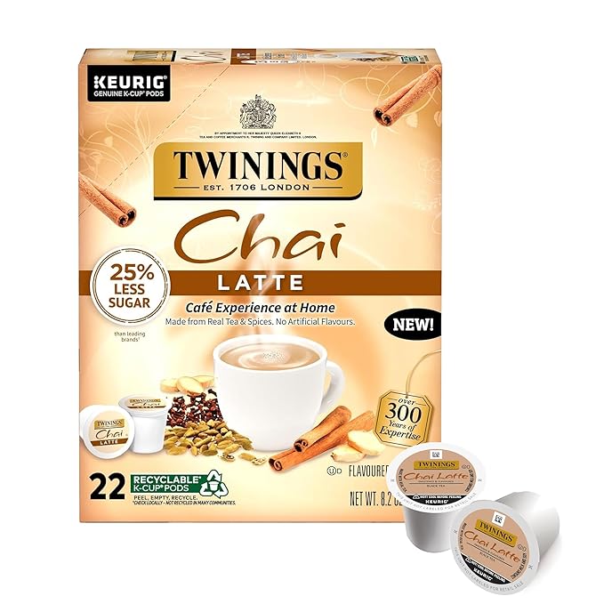 Twinings Chai Latte Black Tea K-Cup Pods for Keurig, 22