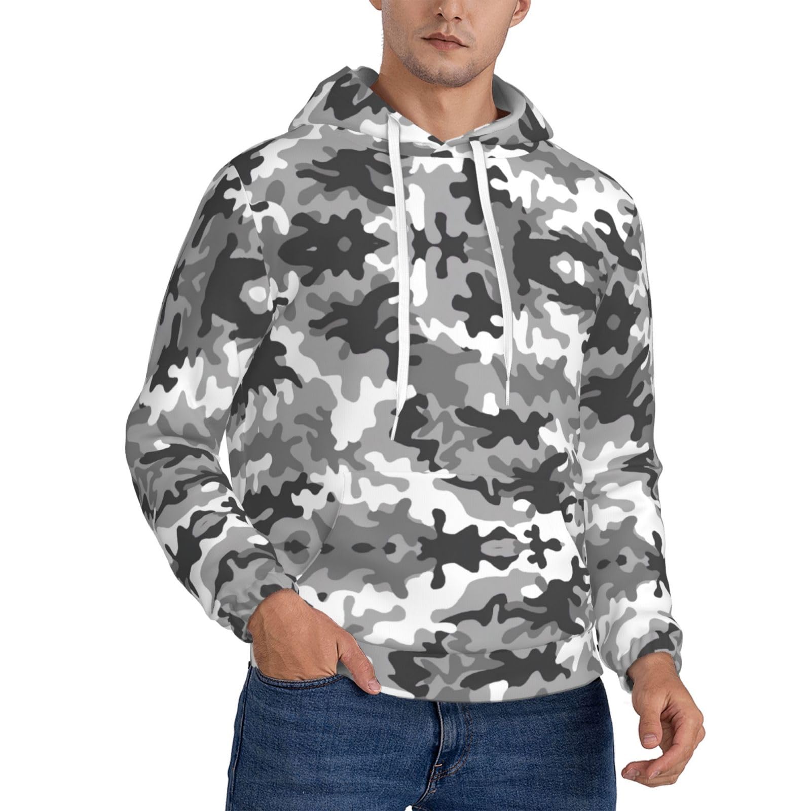 Sweat à capuche imprimé camouflage numérique au design graphique moderne - 8