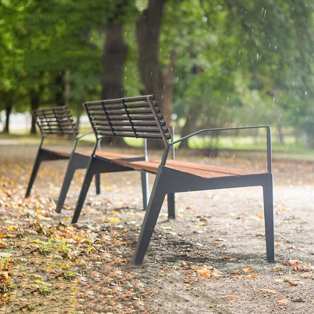 Lawka Ogrodowa Ławka ogrodowa z podłokietnikami oparcia, potrójna, stalowa, do użytku na zewnątrz, do salonu na balkonie i patio Ławka Zewnętrzna(XL)